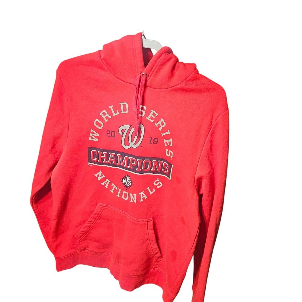 Washington Nationals 2019 World Series Champions Red Hoodie Mens L/G Cotton Blen
